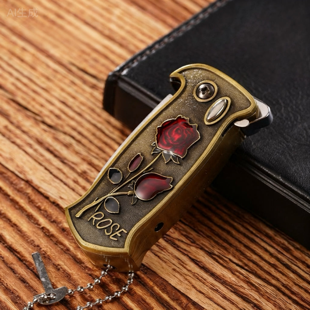 Multifunctional lighter with folding knife and bottle opener