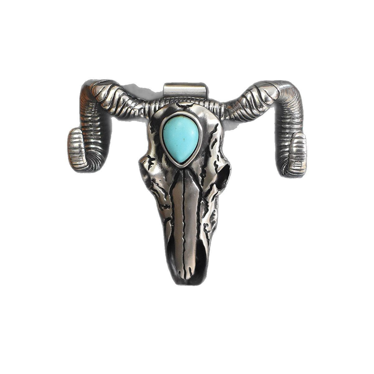Turquoise Ram's Head Necklace Knife Pendant Damascus Charm Pendant