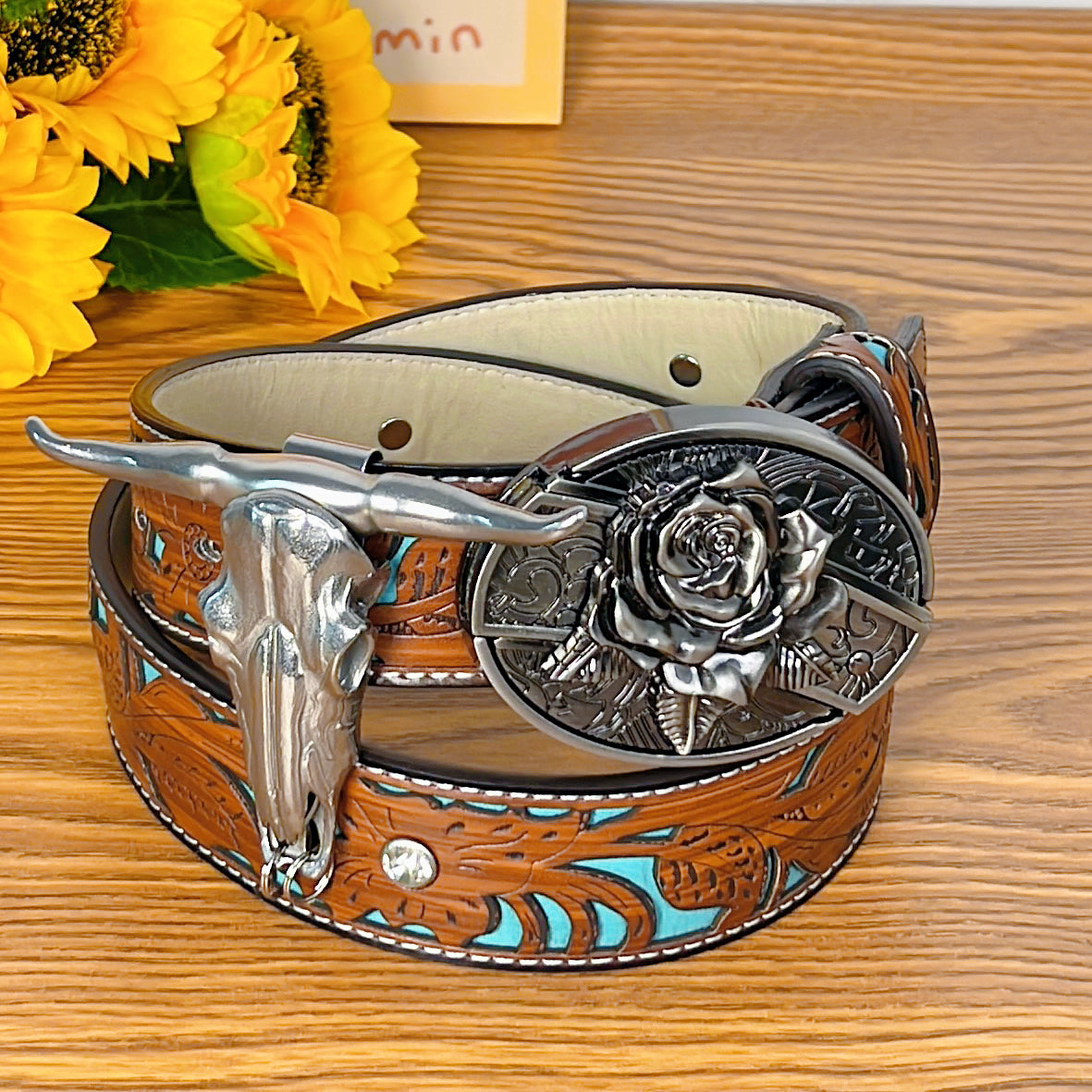 Turquoise Rose Belt Set