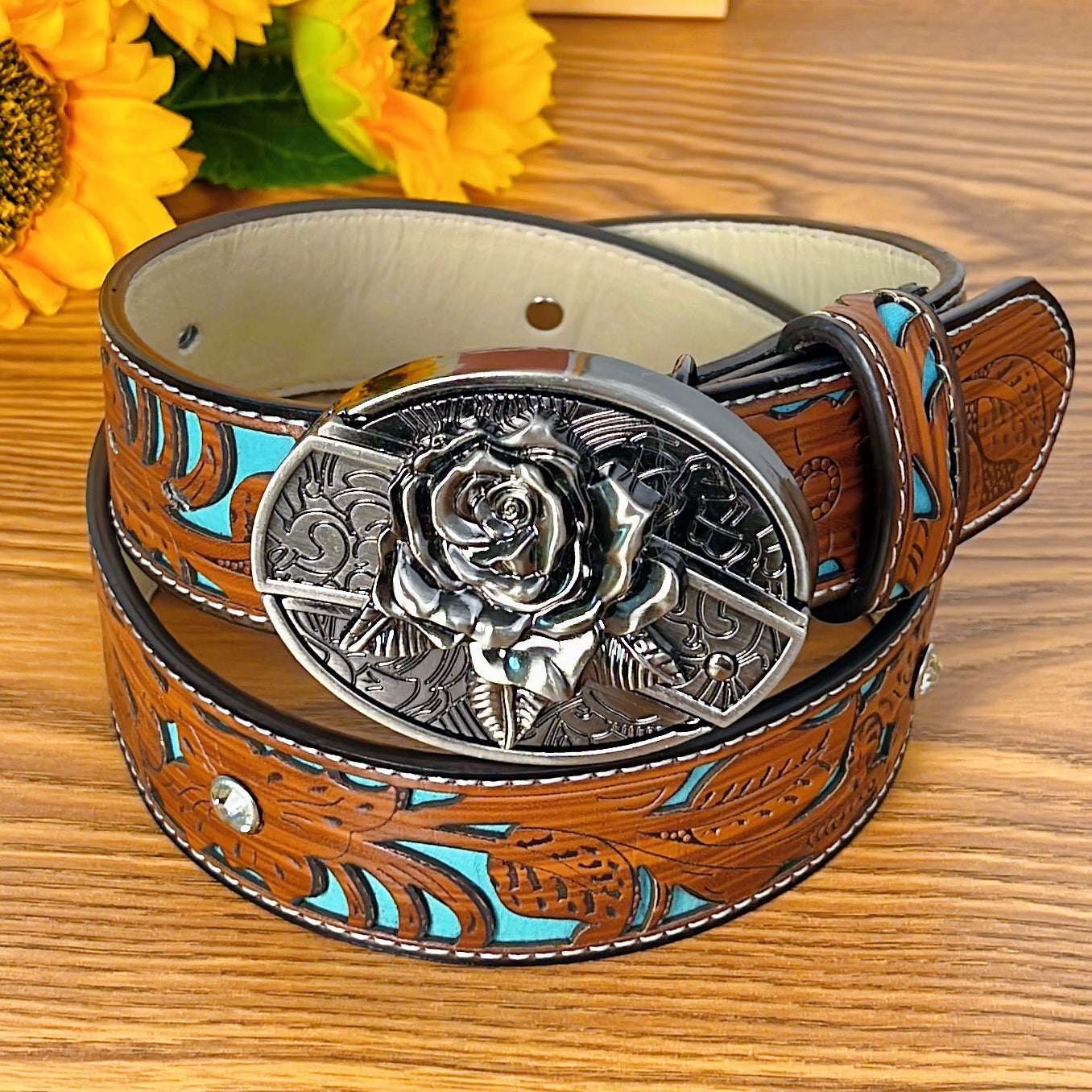 Turquoise Rose Belt Set