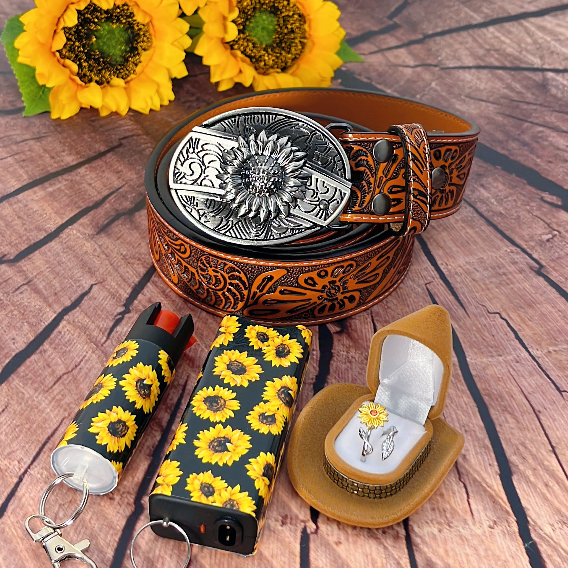 Sunflower Self-defense & Anxiety Ring Set