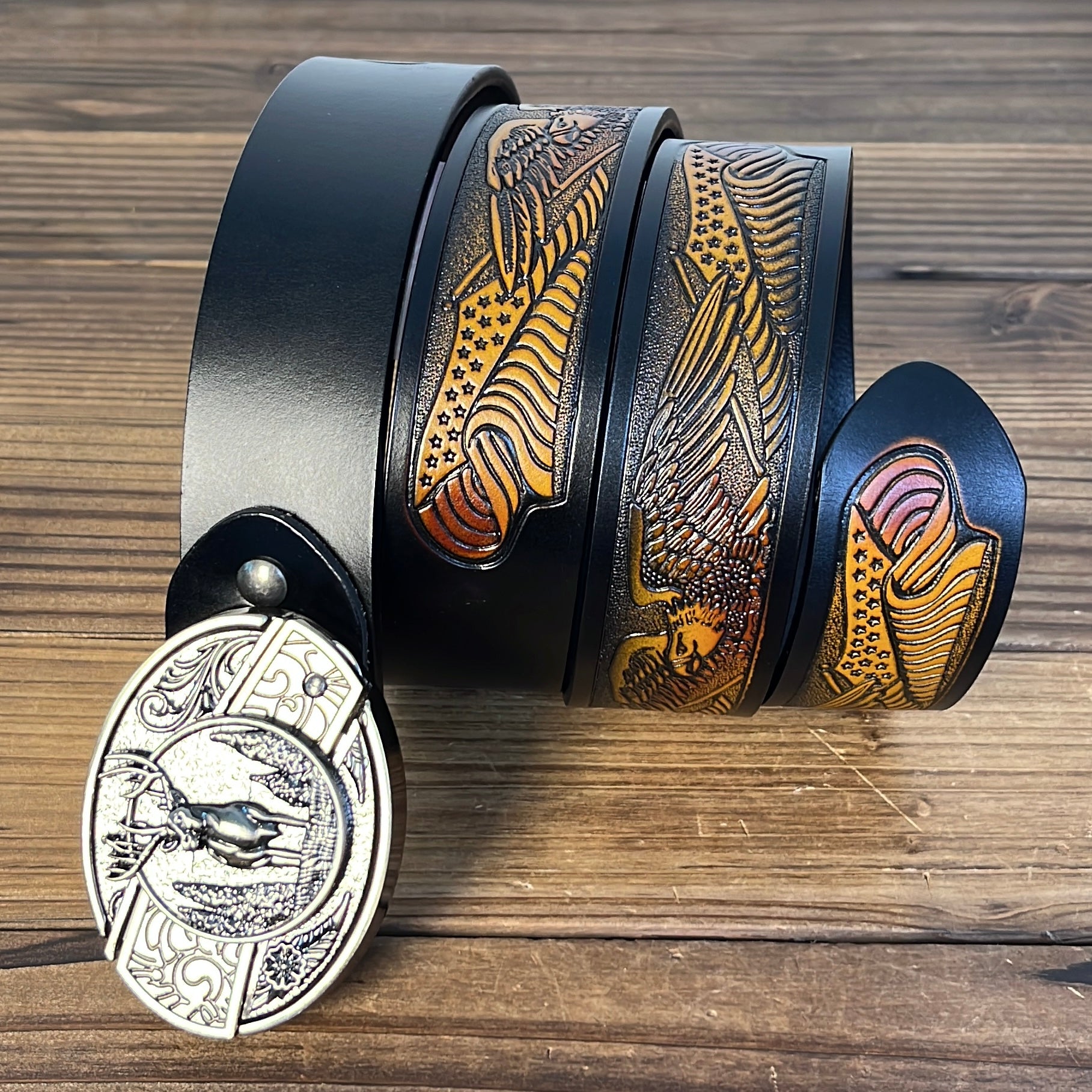 Deer buckle with eagle belt set