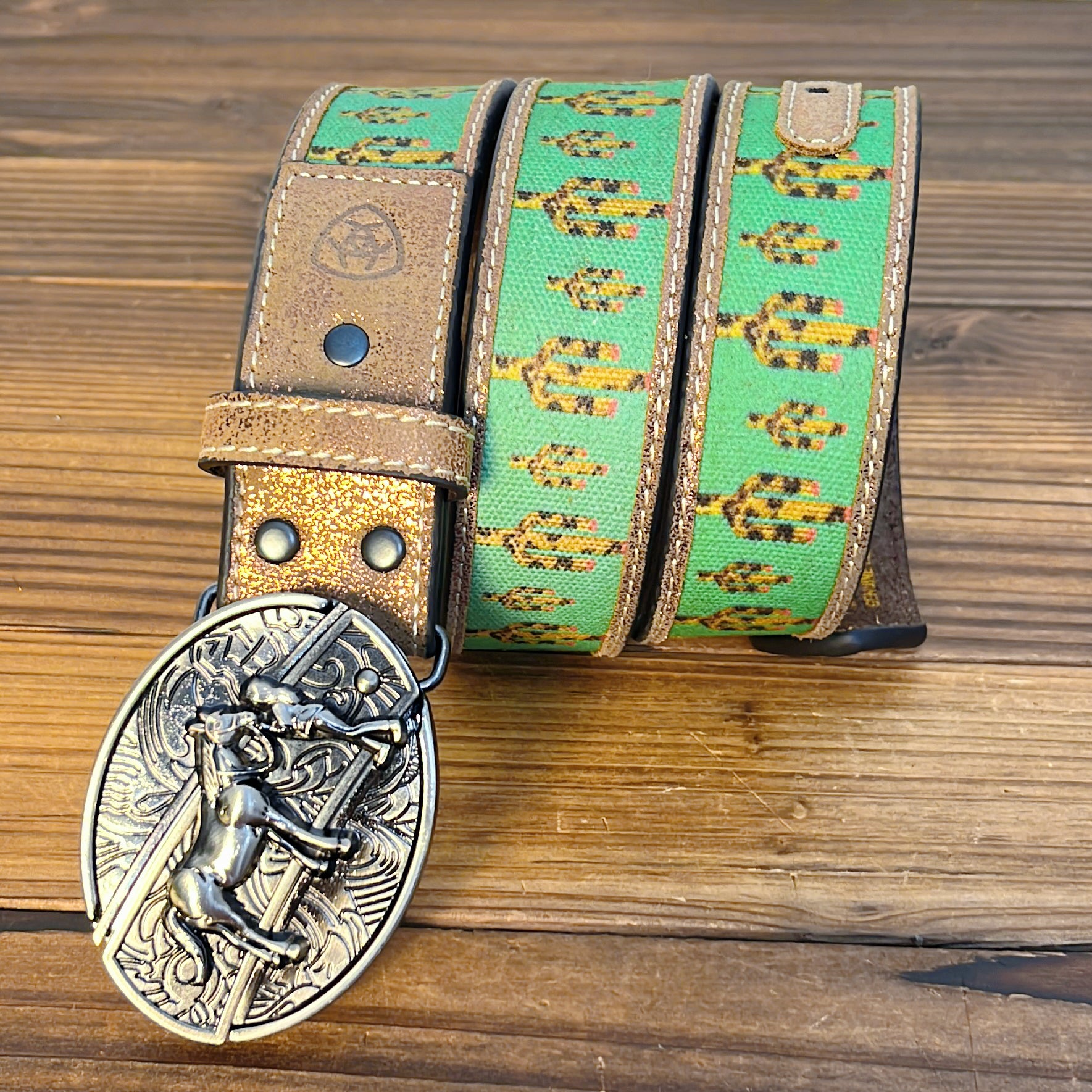 Green Cactus Leather Belt Self Defense Set