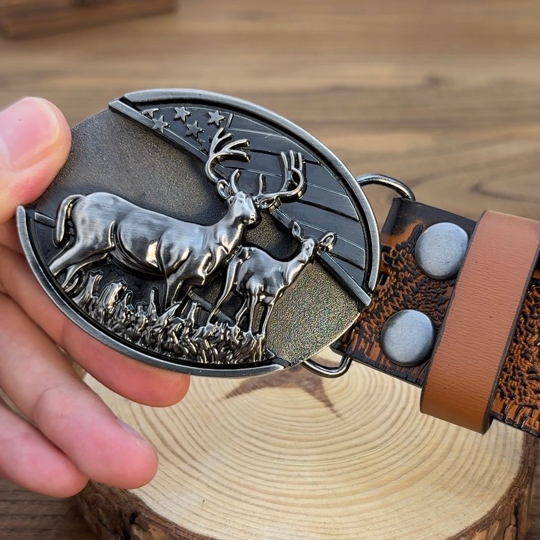 Country-style deerskin belt set