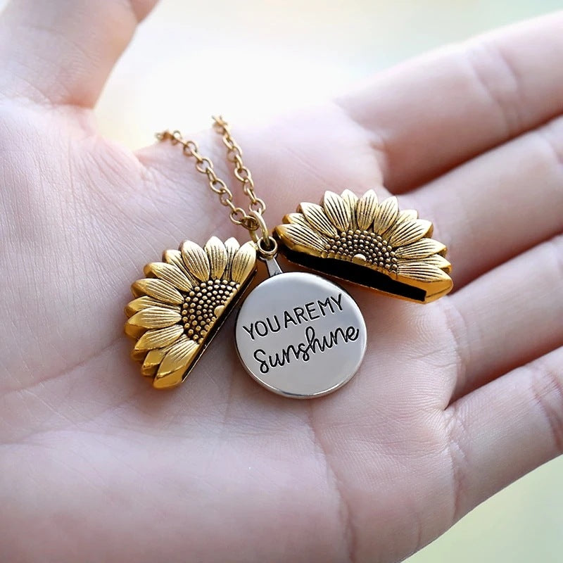 Vintage Sunflower Personalized Necklace