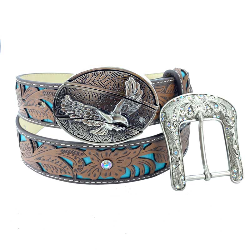 Western Turquoise Belts - Buckle with Block