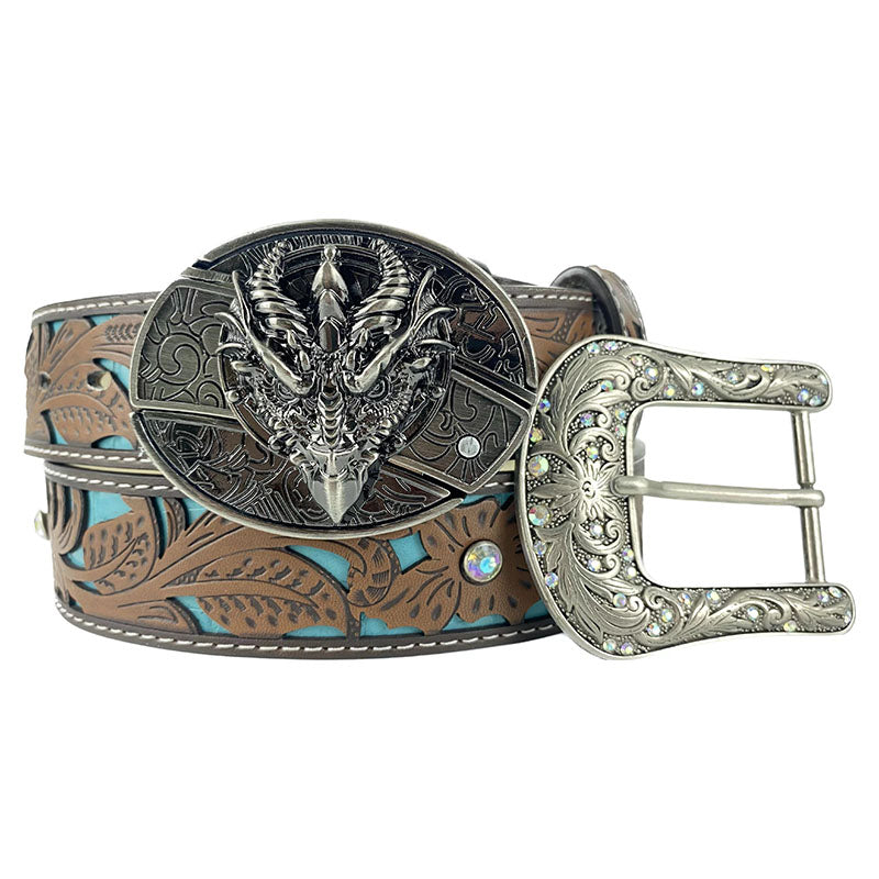 Western Turquoise Belts - Buckle with Block