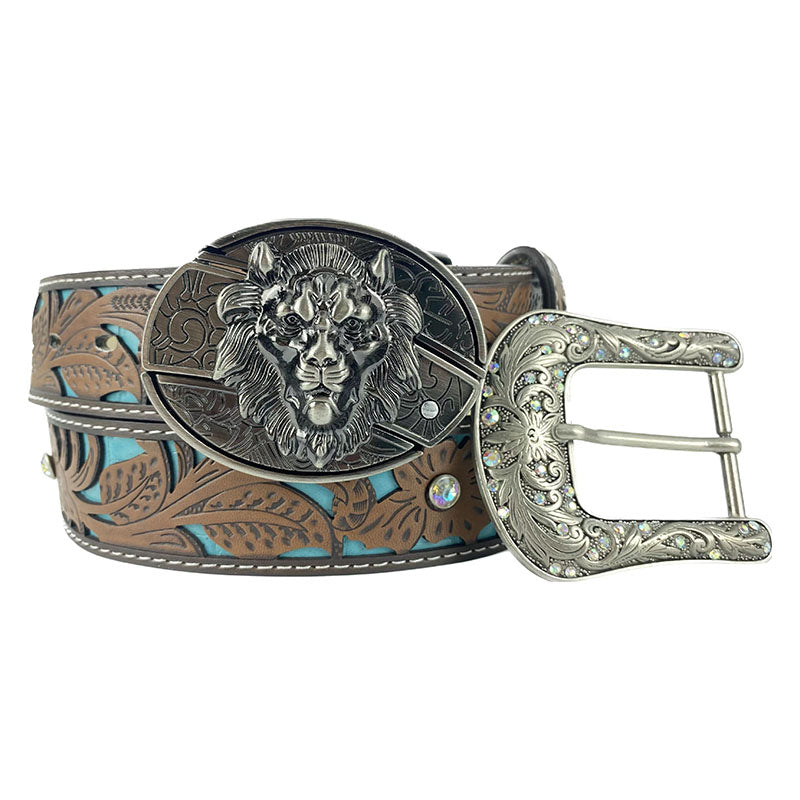 Western Turquoise Belts - Buckle with Block