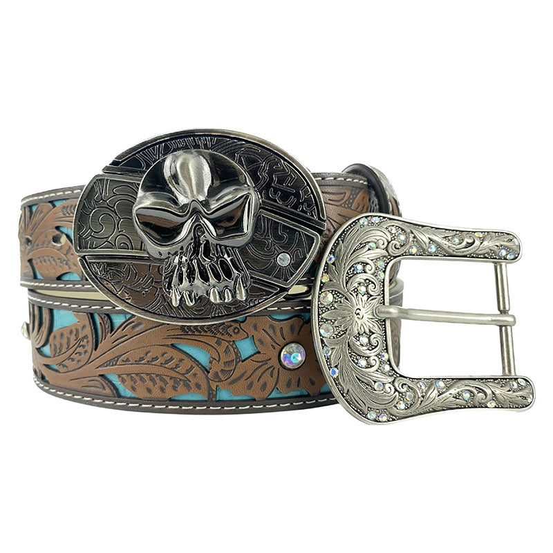 Western Turquoise Belts - Buckle with Block