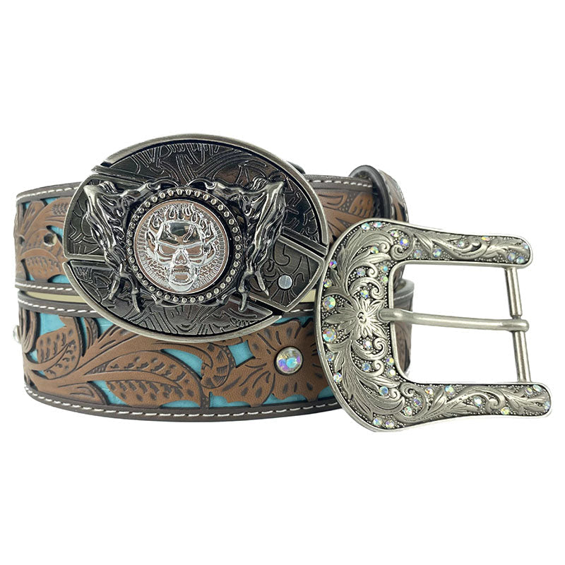 Western Turquoise Belts - Buckle with Block