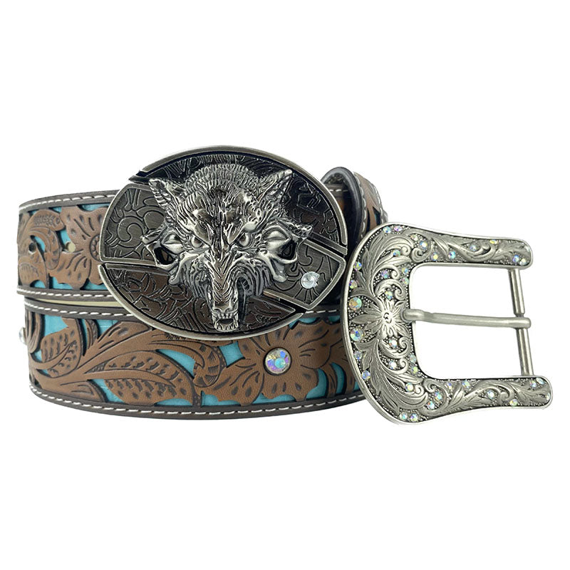 Western Turquoise Belts - Buckle with Block