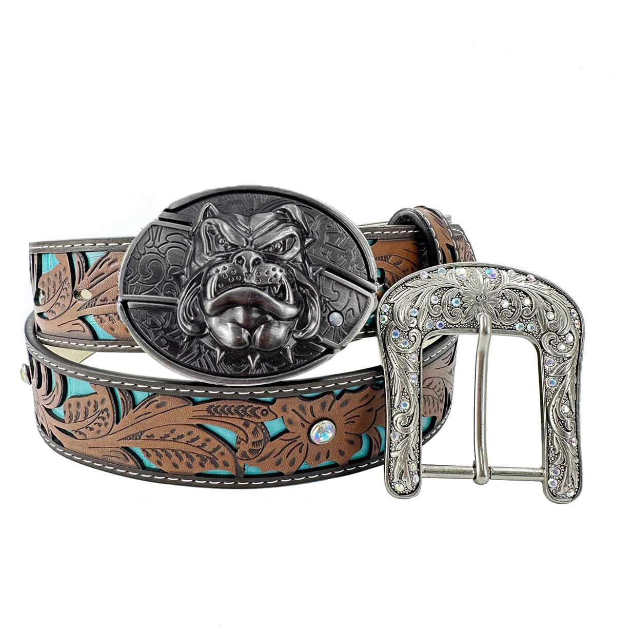 Western Turquoise Belts - Buckle with Block