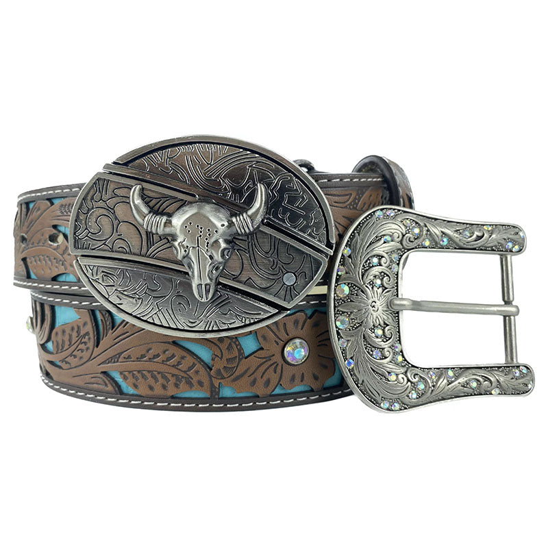 Western Turquoise Belts - Buckle with Block