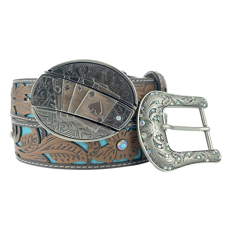 Western Turquoise Belts - Buckle with Block