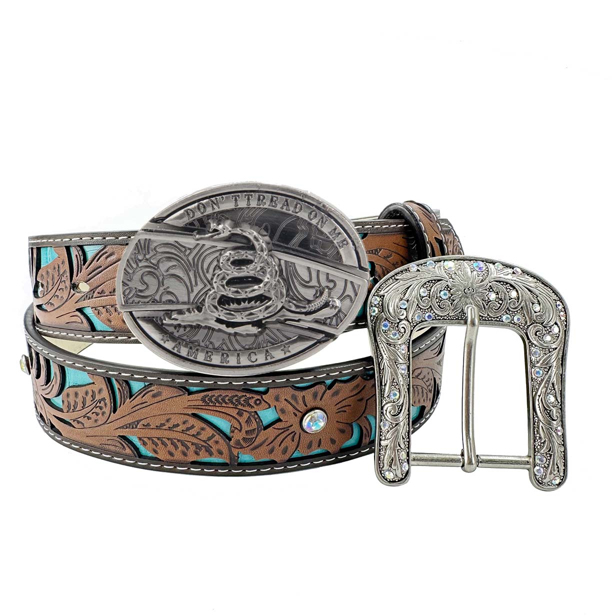 Western Turquoise Belts - Buckle with Block