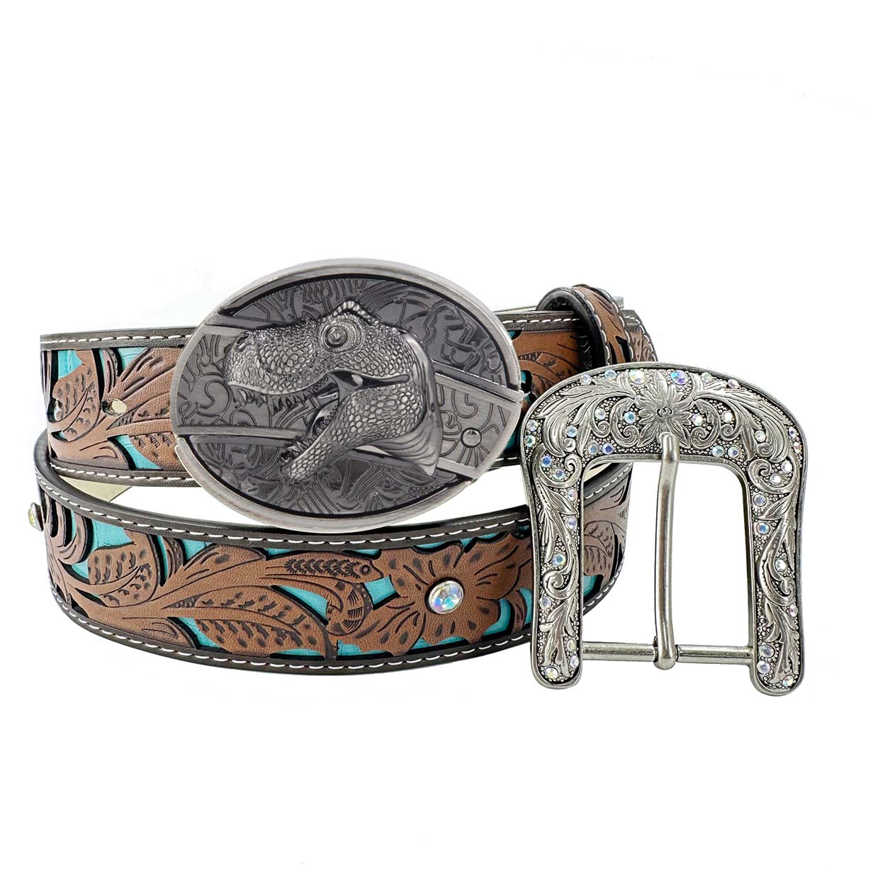 Western Turquoise Belts - Buckle with Block