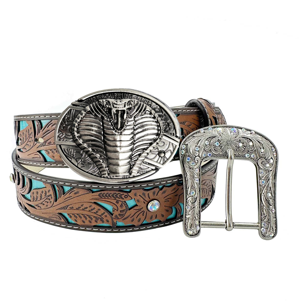 Western Turquoise Belts - Buckle with Block