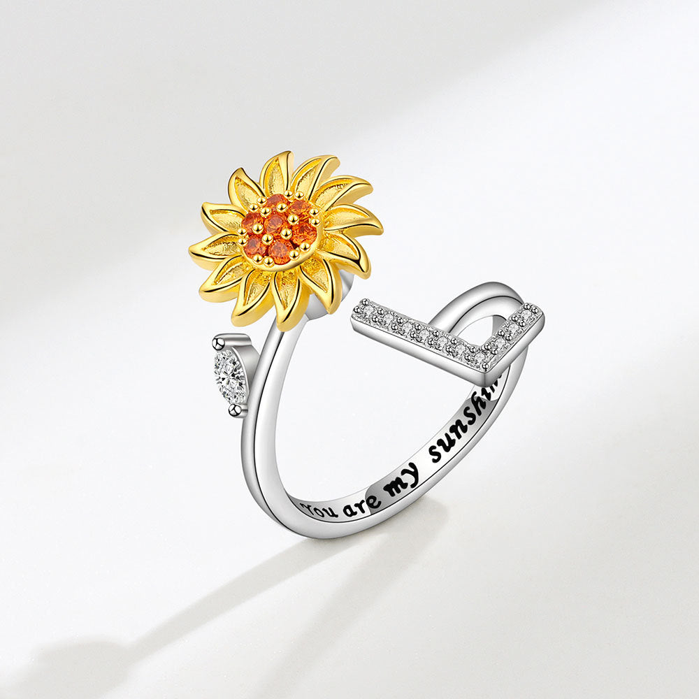 Sunflower Spinning 26 Alphabet Ring Stress Relief Anxi