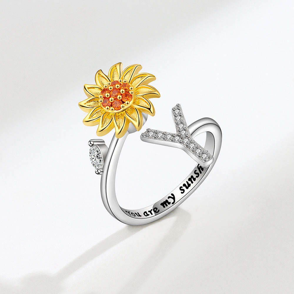 Sunflower Spinning 26 Alphabet Ring Stress Relief Anxi