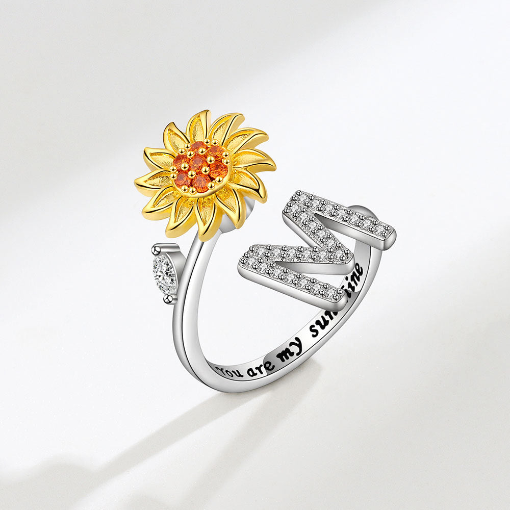 Sunflower Spinning 26 Alphabet Ring Stress Relief Anxi