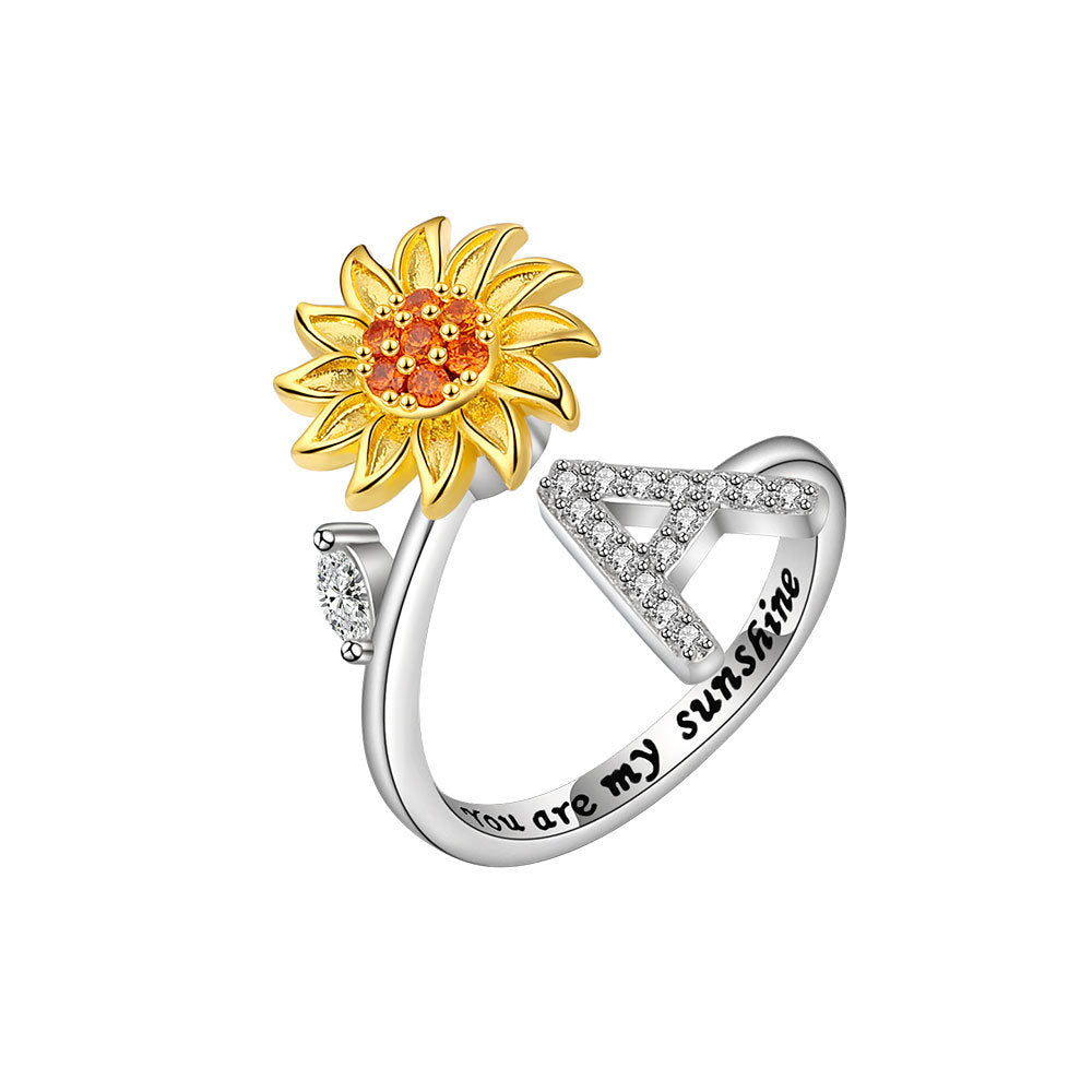 Sunflower Spinning 26 Alphabet Ring Stress Relief Anxi