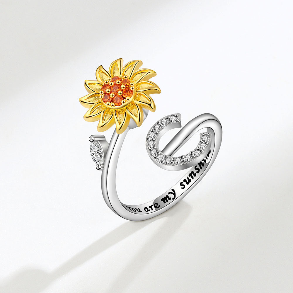 Sunflower Spinning 26 Alphabet Ring Stress Relief Anxi