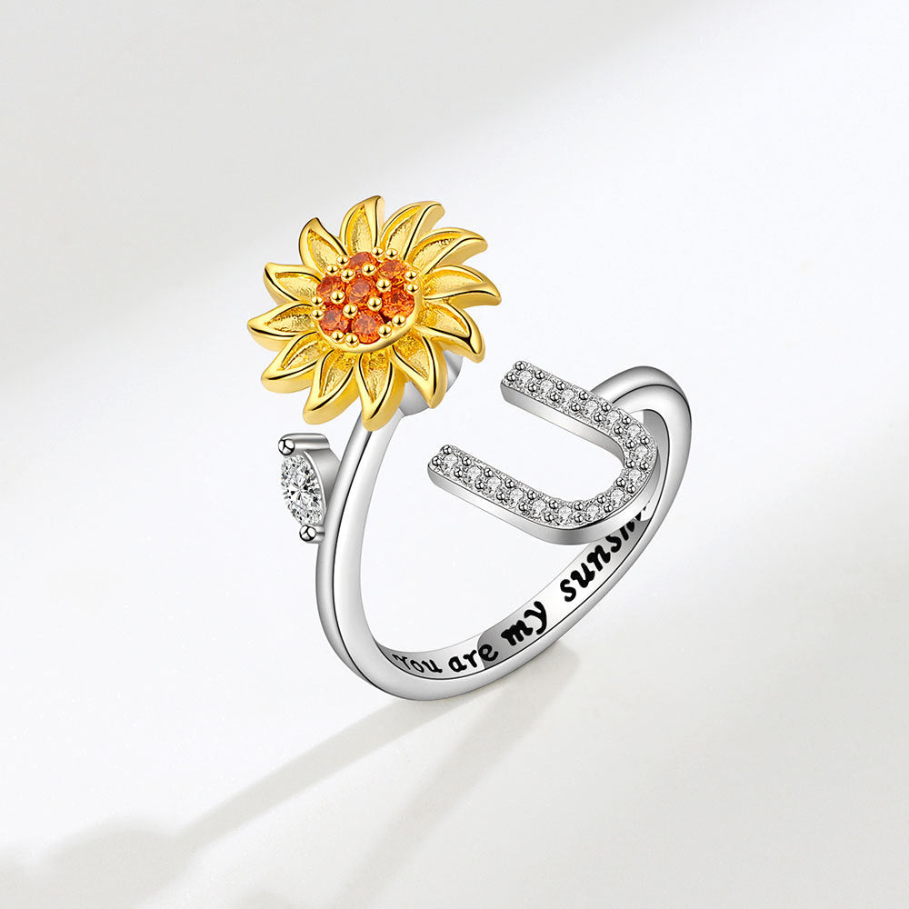 Sunflower Spinning 26 Alphabet Ring Stress Relief Anxi