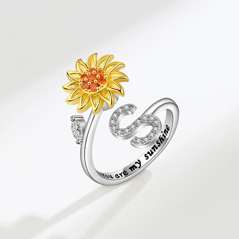 Sunflower Spinning 26 Alphabet Ring Stress Relief Anxi