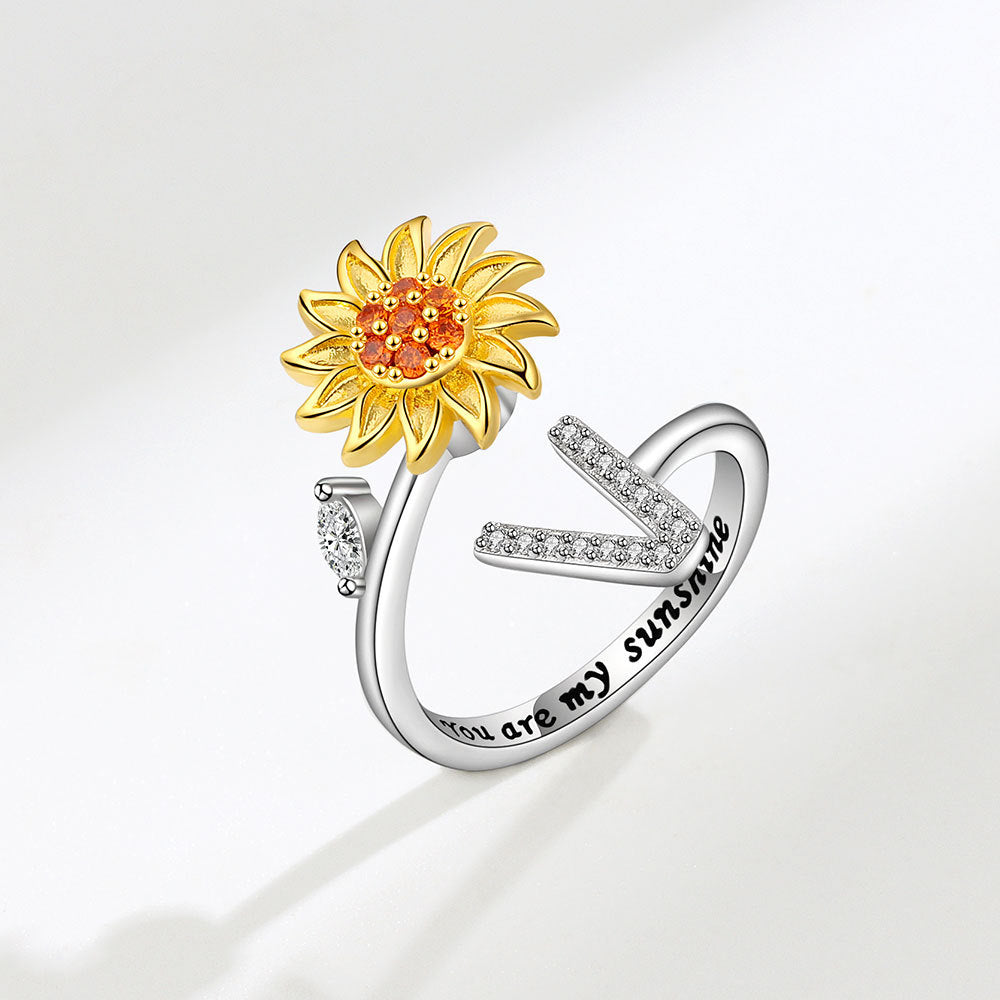 Sunflower Spinning 26 Alphabet Ring Stress Relief Anxi