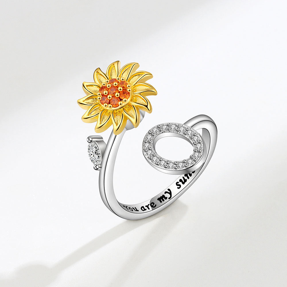 Sunflower Spinning 26 Alphabet Ring Stress Relief Anxi