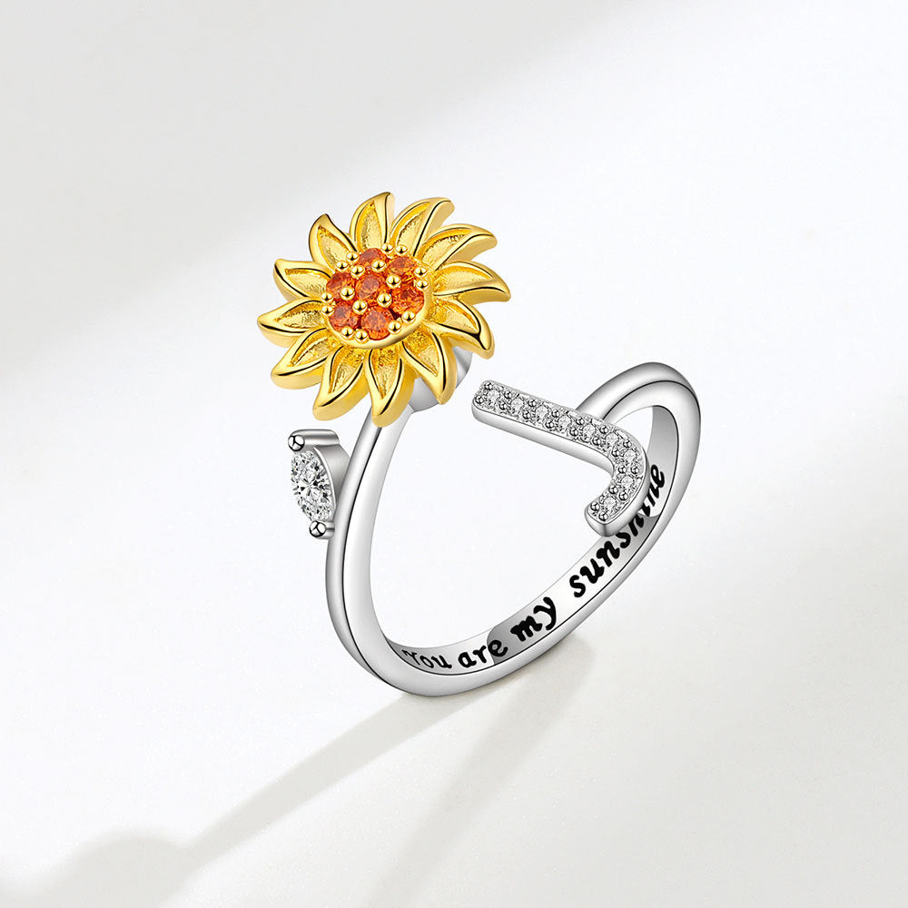 Sunflower Spinning 26 Alphabet Ring Stress Relief Anxi