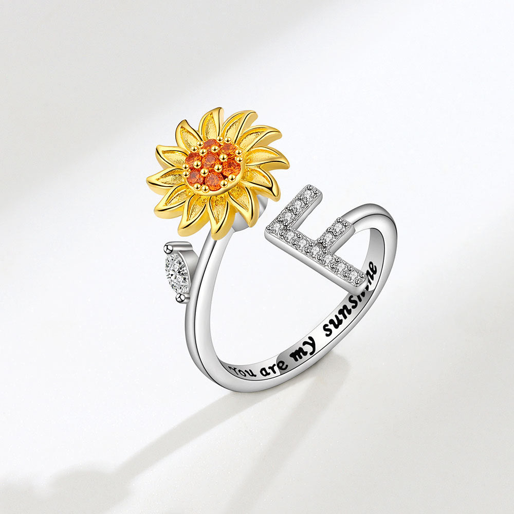 Sunflower Spinning 26 Alphabet Ring Stress Relief Anxi