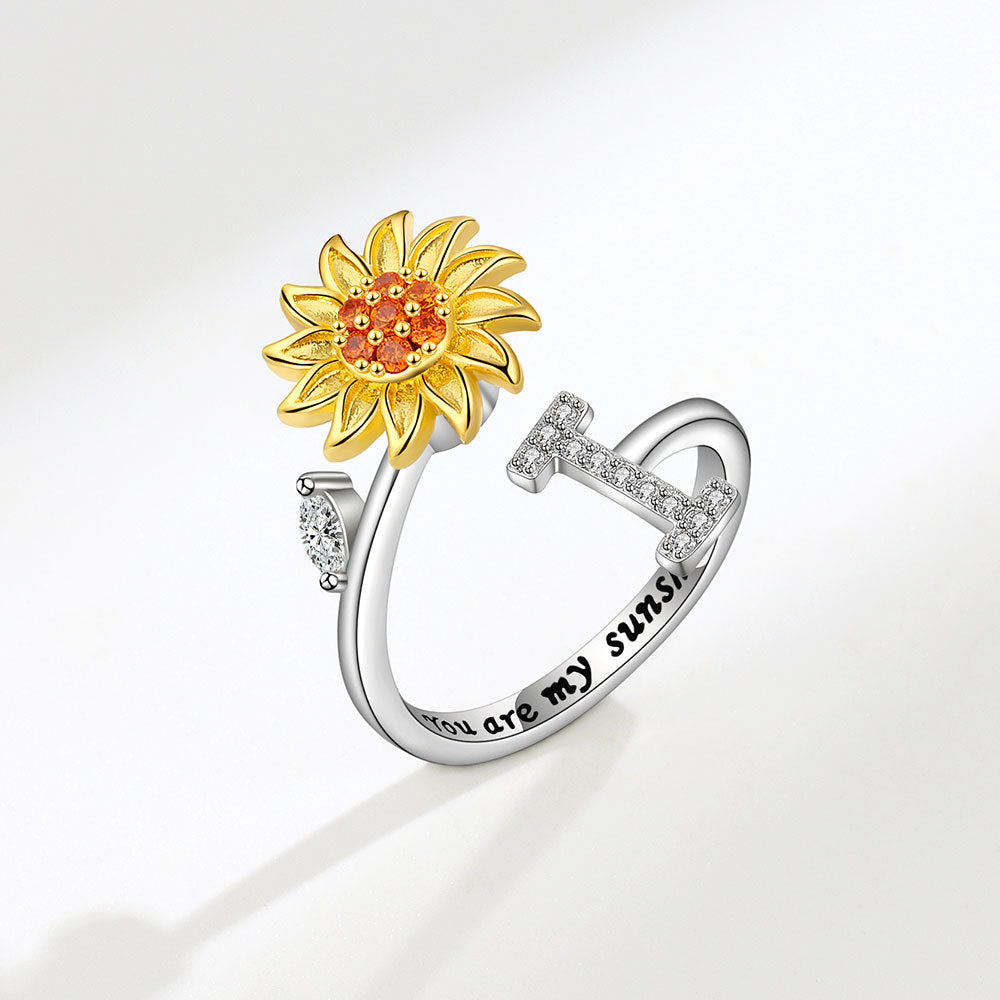 Sunflower Spinning 26 Alphabet Ring Stress Relief Anxi