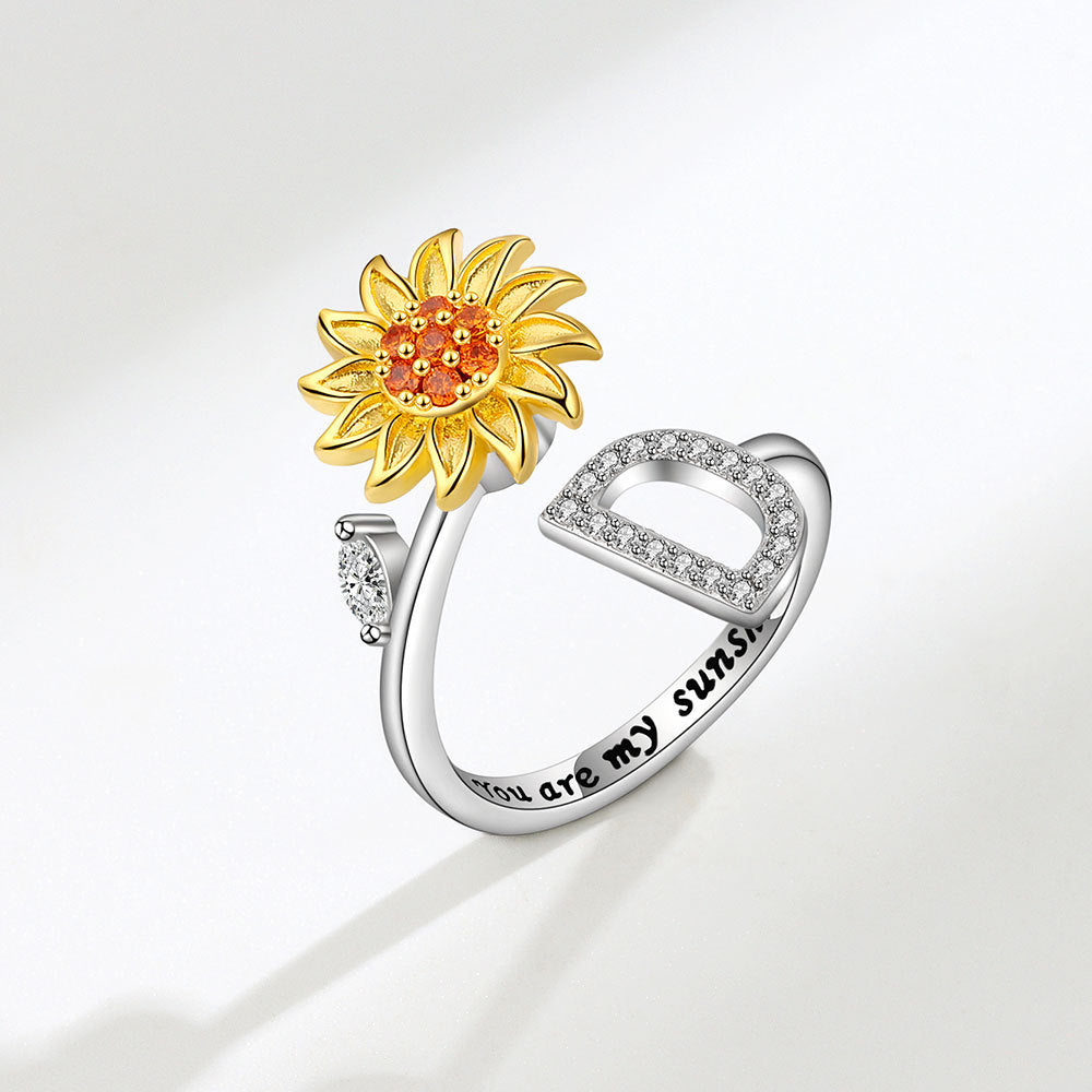 Sunflower Spinning 26 Alphabet Ring Stress Relief Anxi