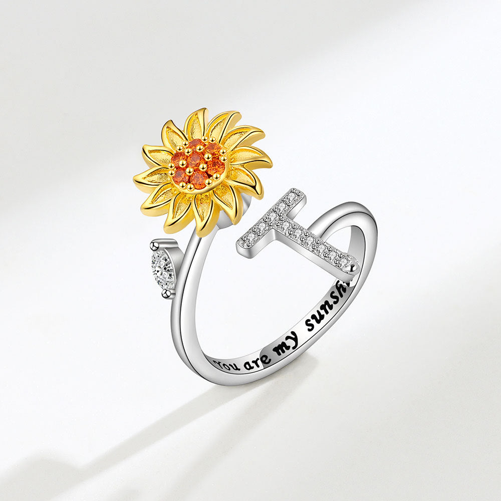 Sunflower Spinning 26 Alphabet Ring Stress Relief Anxi