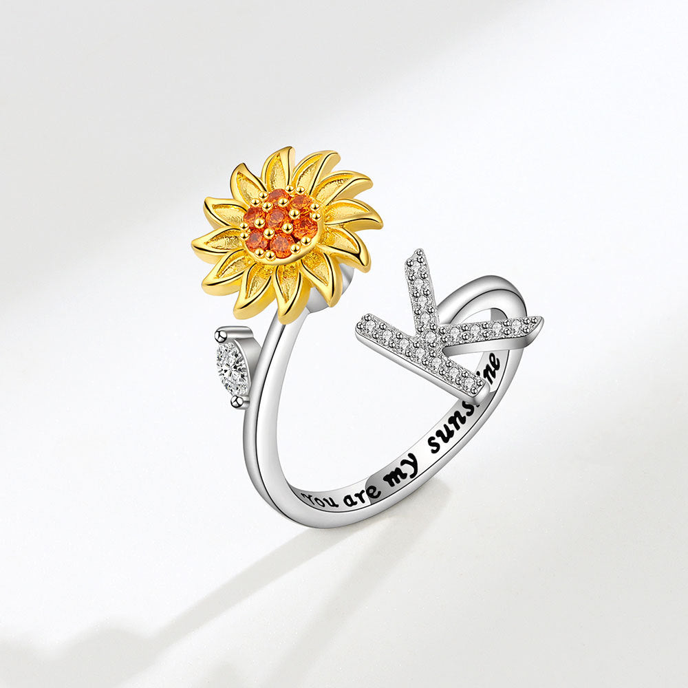 Sunflower Spinning 26 Alphabet Ring Stress Relief Anxi