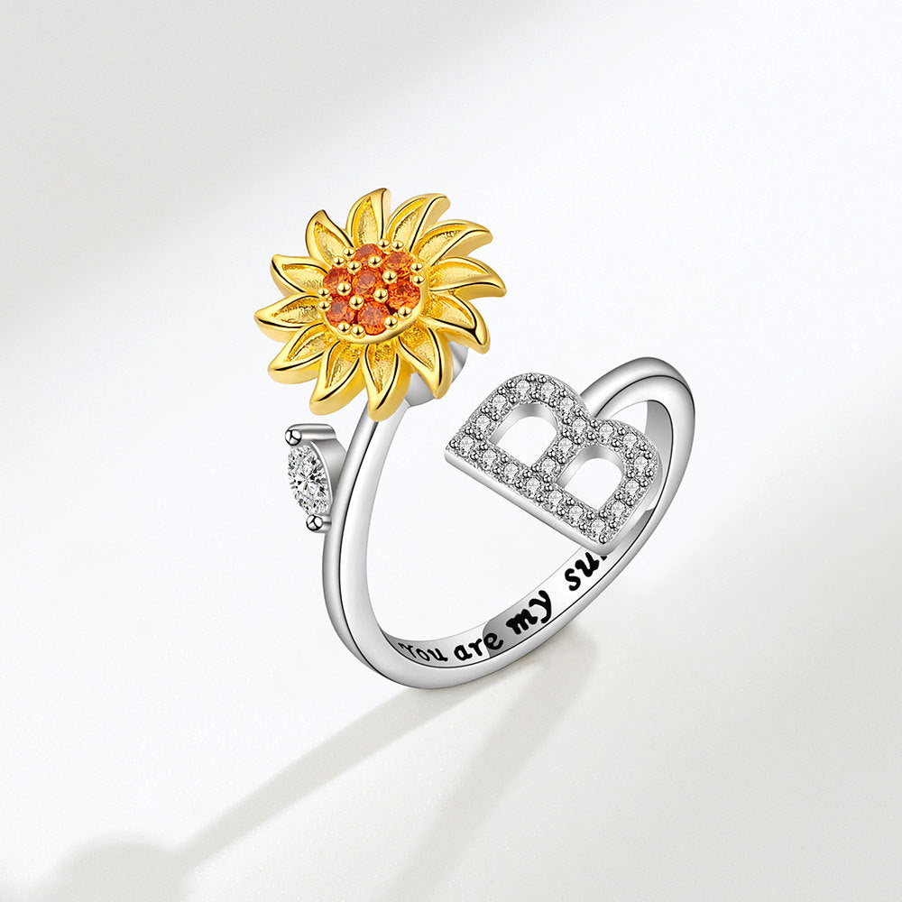 Sunflower Spinning 26 Alphabet Ring Stress Relief Anxi