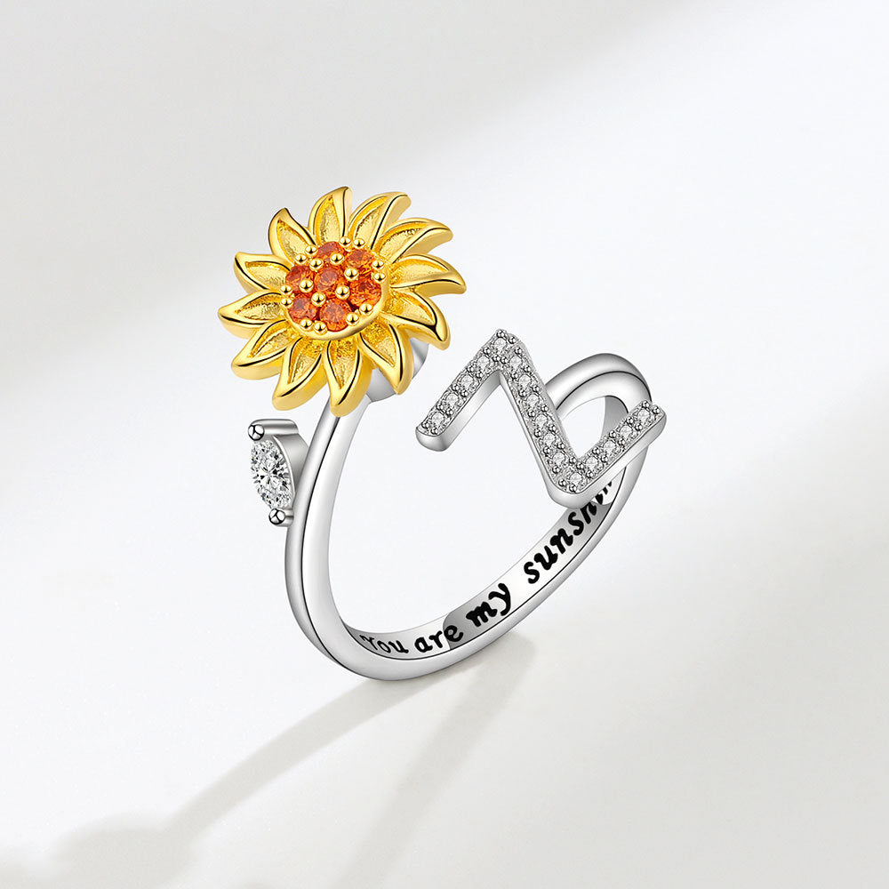 Sunflower Spinning 26 Alphabet Ring Stress Relief Anxi