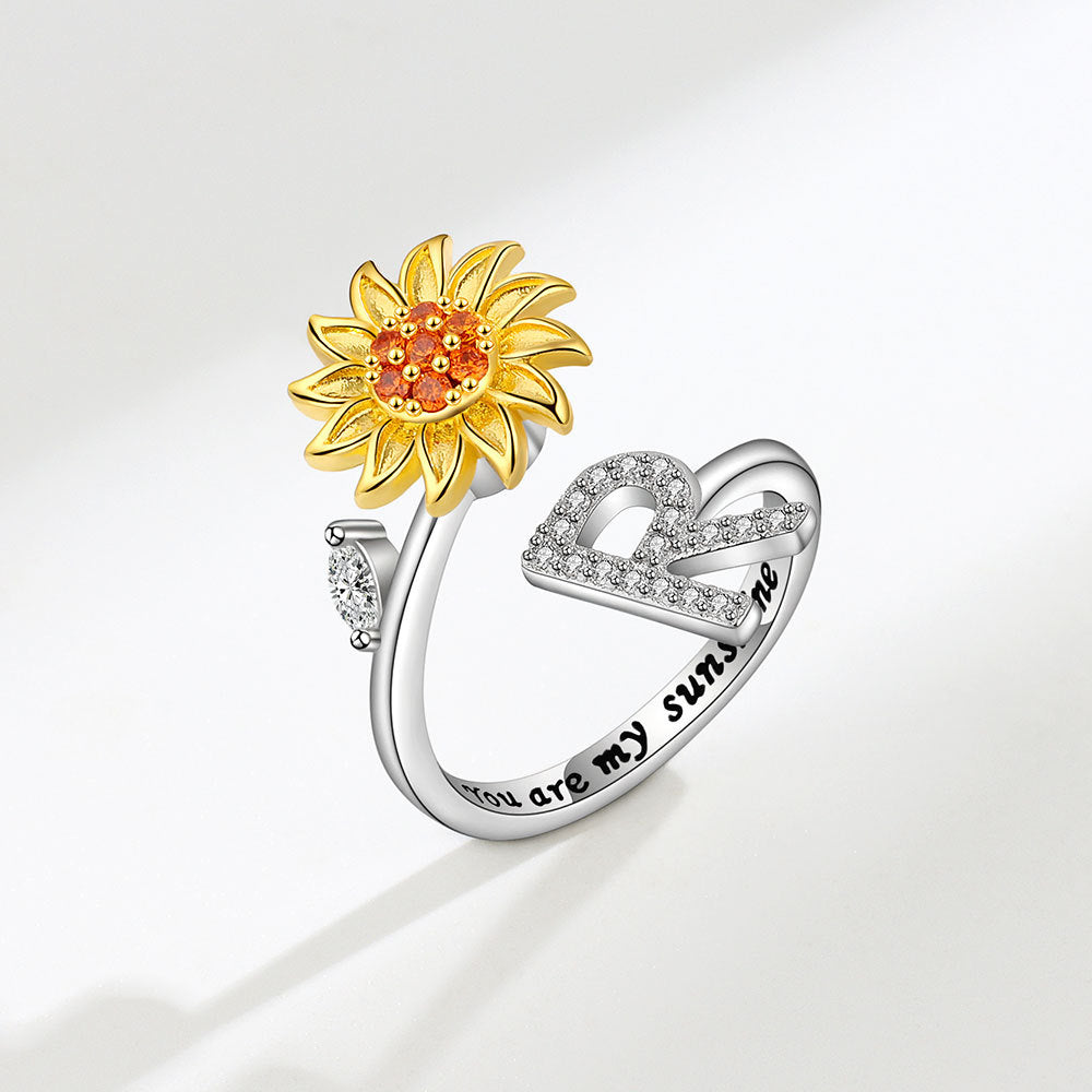 Sunflower Spinning 26 Alphabet Ring Stress Relief Anxi