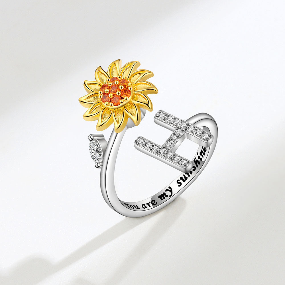 Sunflower Spinning 26 Alphabet Ring Stress Relief Anxi