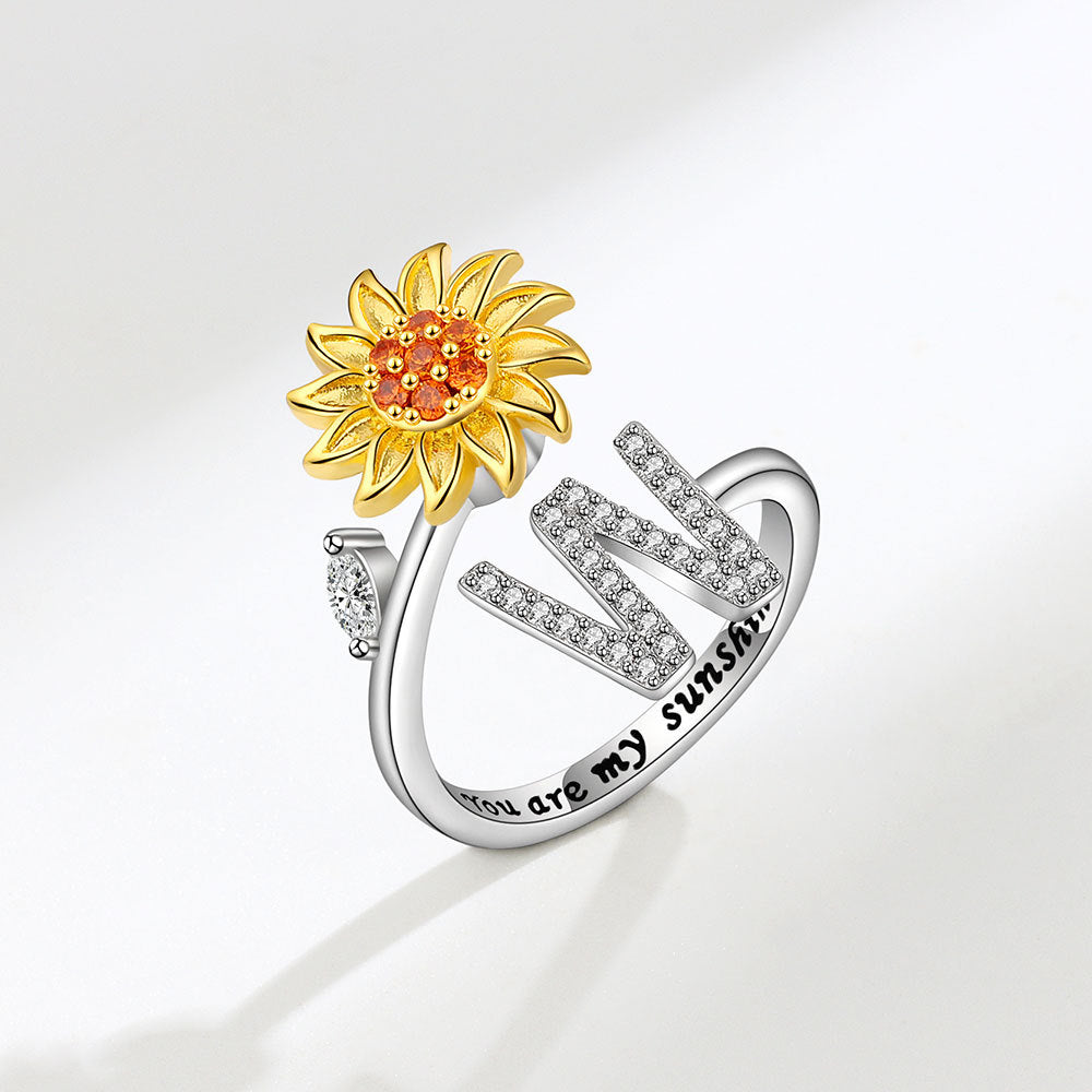 Sunflower Spinning 26 Alphabet Ring Stress Relief Anxi