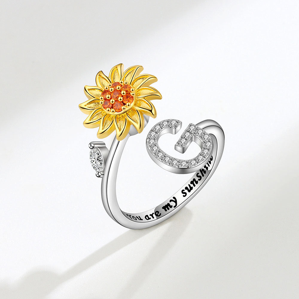 Sunflower Spinning 26 Alphabet Ring Stress Relief Anxi