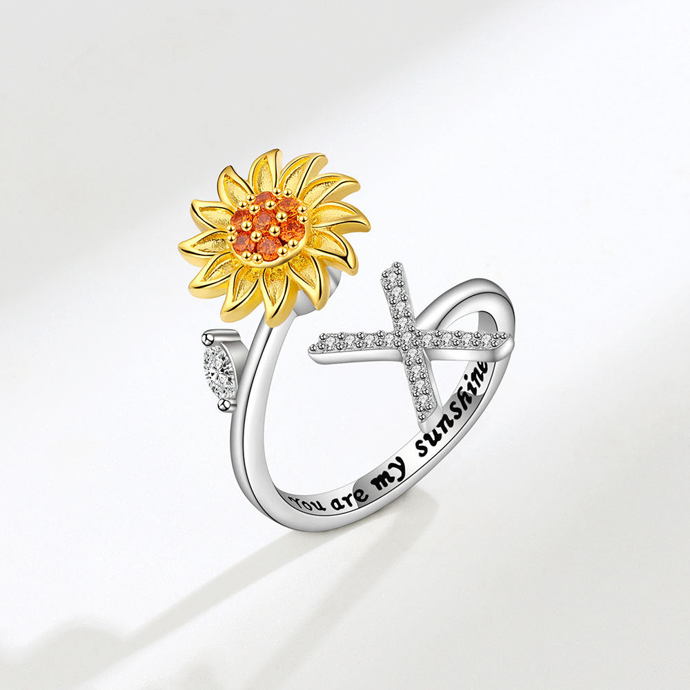 Sunflower Spinning 26 Alphabet Ring Stress Relief Anxi