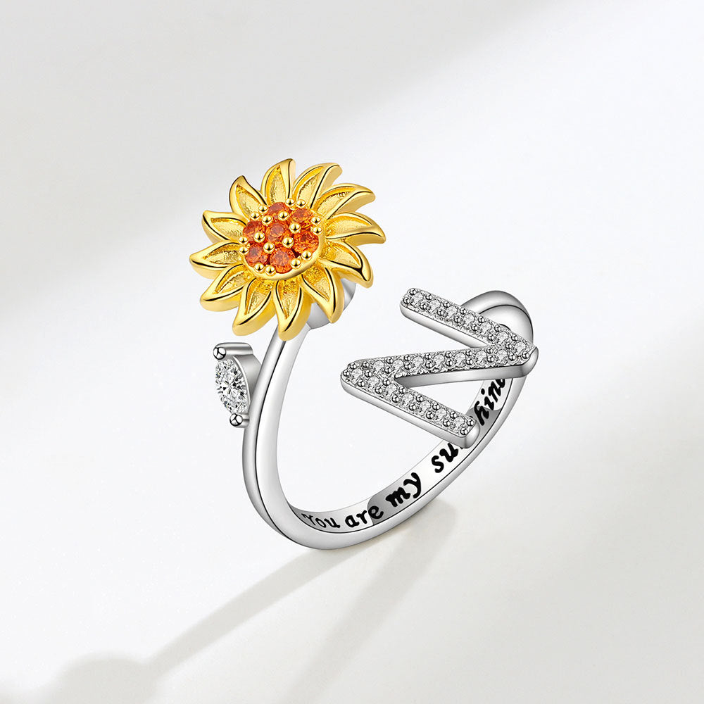 Sunflower Spinning 26 Alphabet Ring Stress Relief Anxi