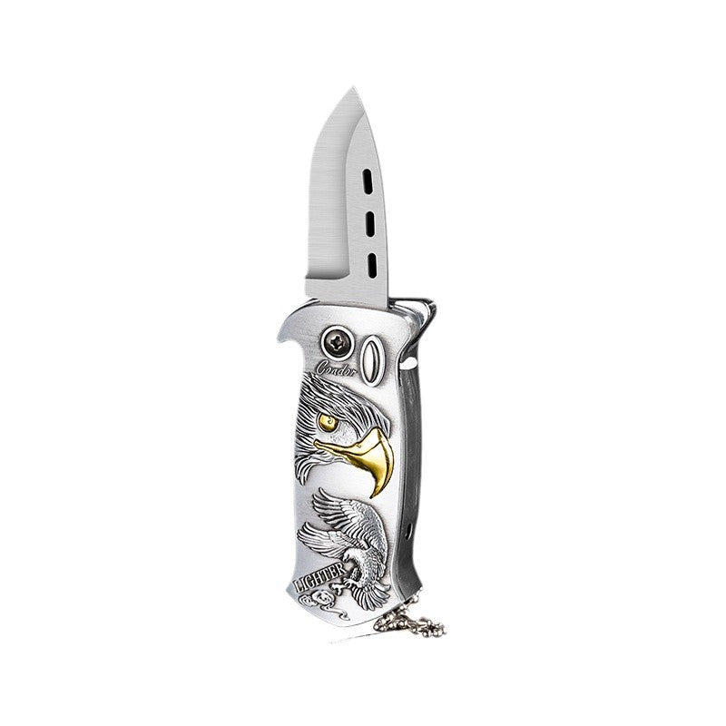 Multifunctional lighter with folding knife and bottle opener