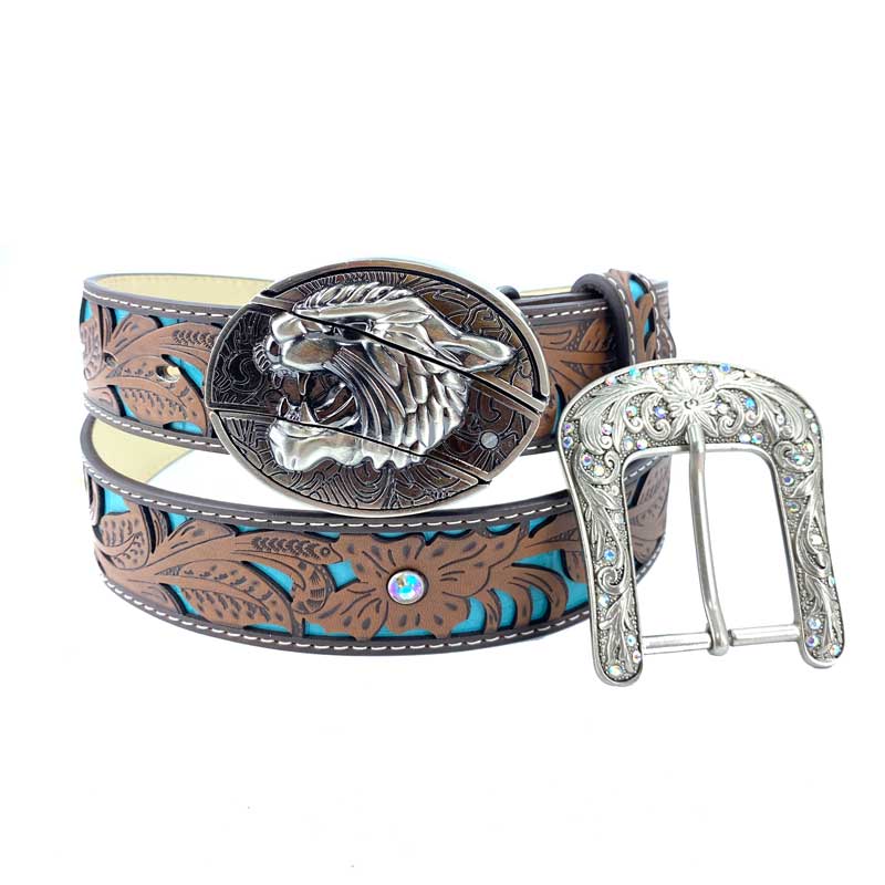 Western Turquoise Belts - Buckle with Block