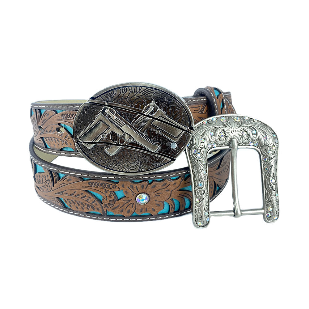 Western Turquoise Belts - Buckle with Block