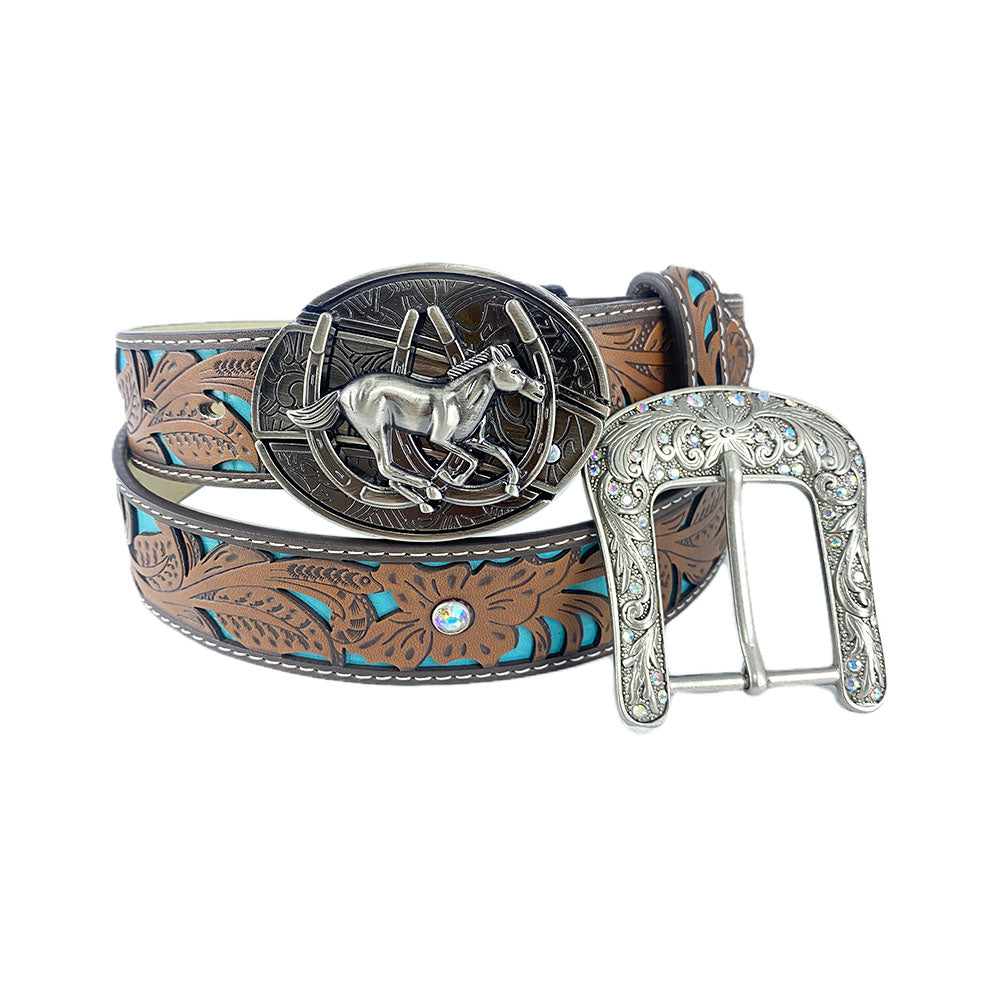 Western Turquoise Belts - Buckle with Block