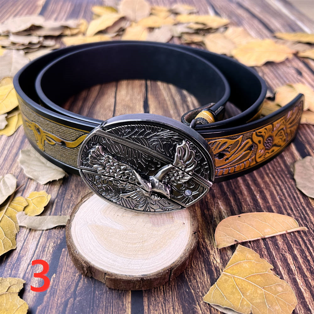 Longhorn Tooled Leather Belt