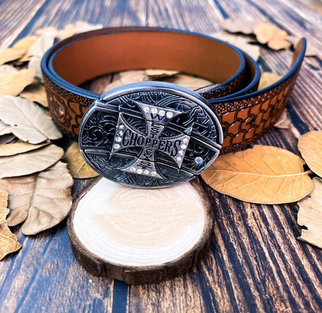 Western Tooled Leather Belt